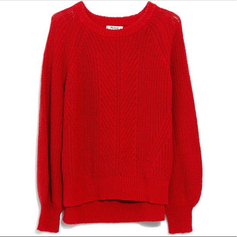 Madewell Balloon-Sleeve Sweater in Scarlett